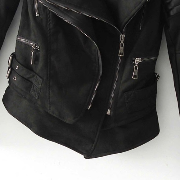 New faux leather zippers biker jacket - Picture 3 of 5